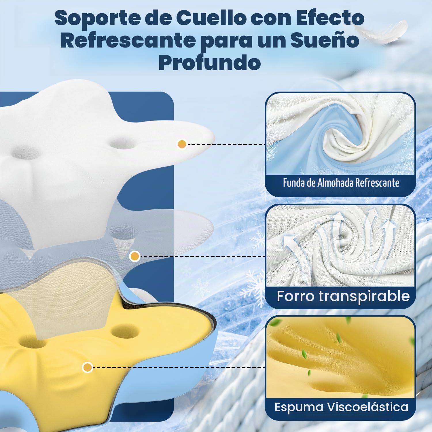 Almohada cervical para el cuello, almohada para dormir de lado para adultos, almohada cervical para cuello y hombros, almohadas ortopédicas de