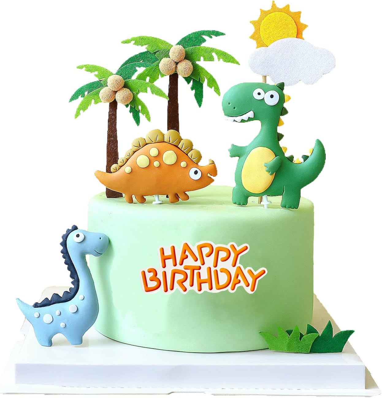2. 10 piezas de decoración de pastel de dinosaurio, decoraciones de pastel de dinosaurio, decoraciones de pastel para fiesta temática de dinosaurios